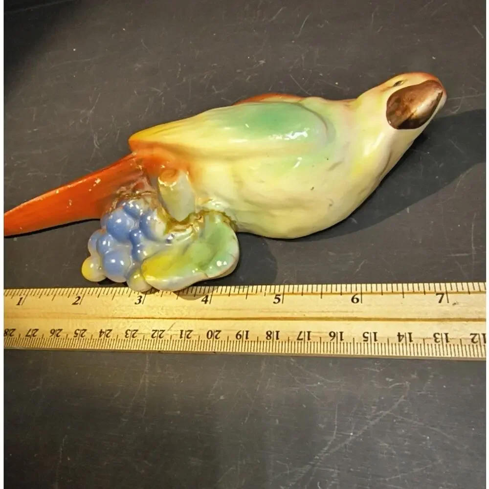 1482.  Vintage Czech Wall Pocket Vase Parrot Red Dime Mark